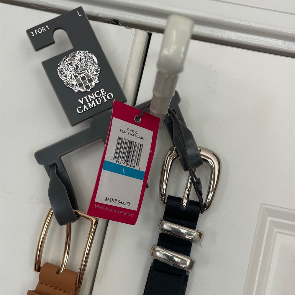 Vince Camuto Black and Tan Women's Belt Set